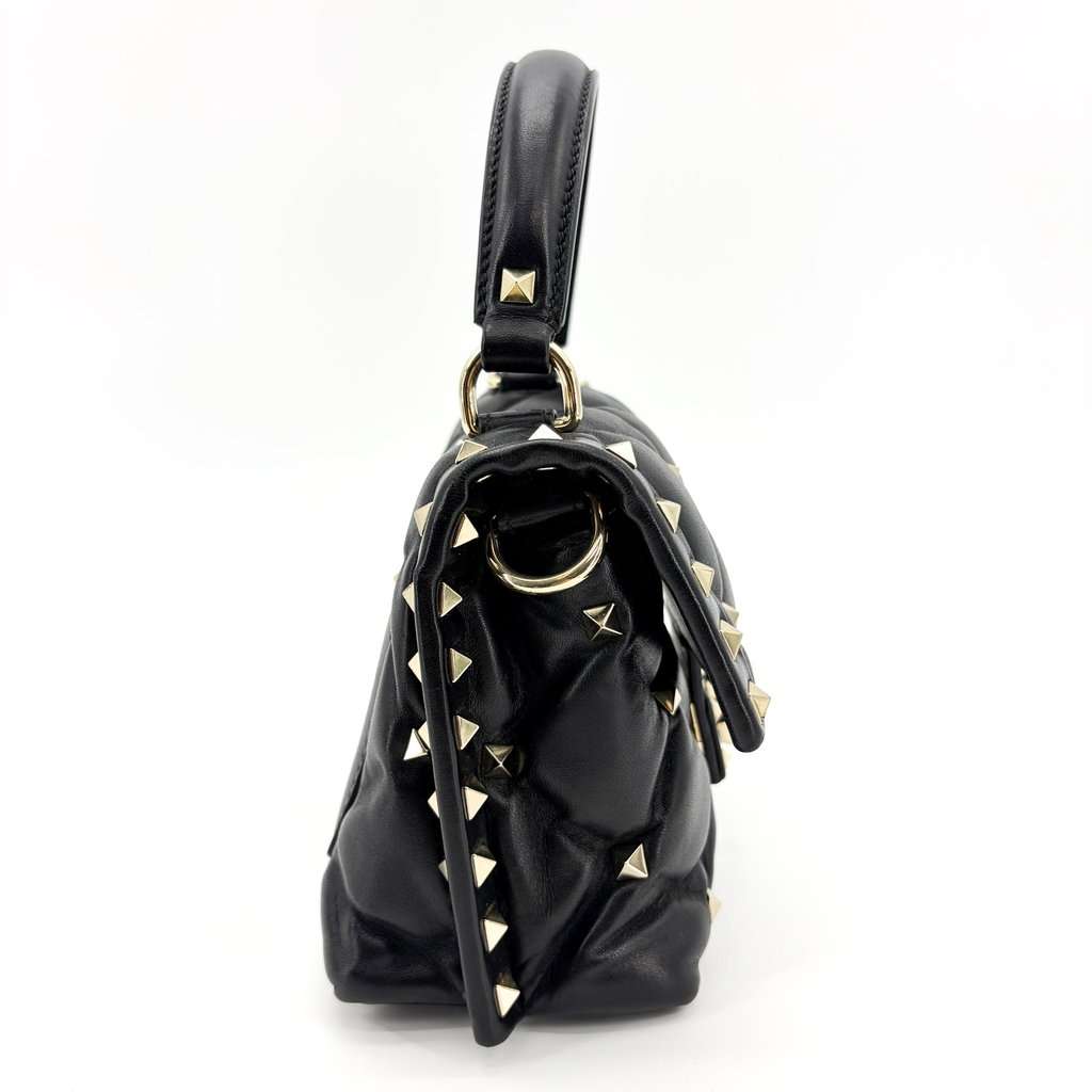 Valentino Garavani Rockstud Spike Small Top Handle Bag Black Black Leather Good - Box View