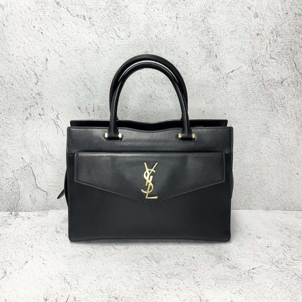 Saint Laurent Uptown Medium Shoulder Bag Black Black Leather Good - Back View
