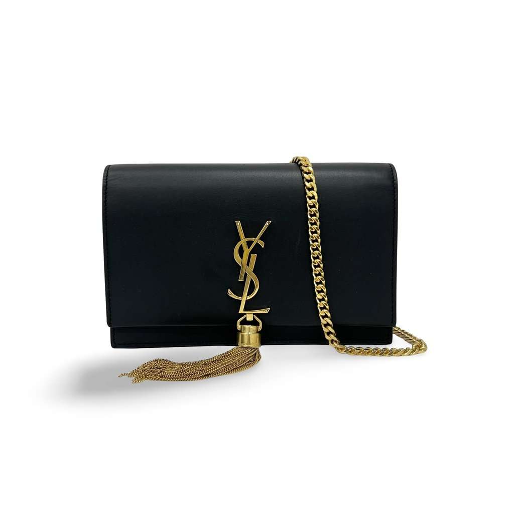 Saint Laurent WOC Tassel Kate Bag Black Leather Good - Front View