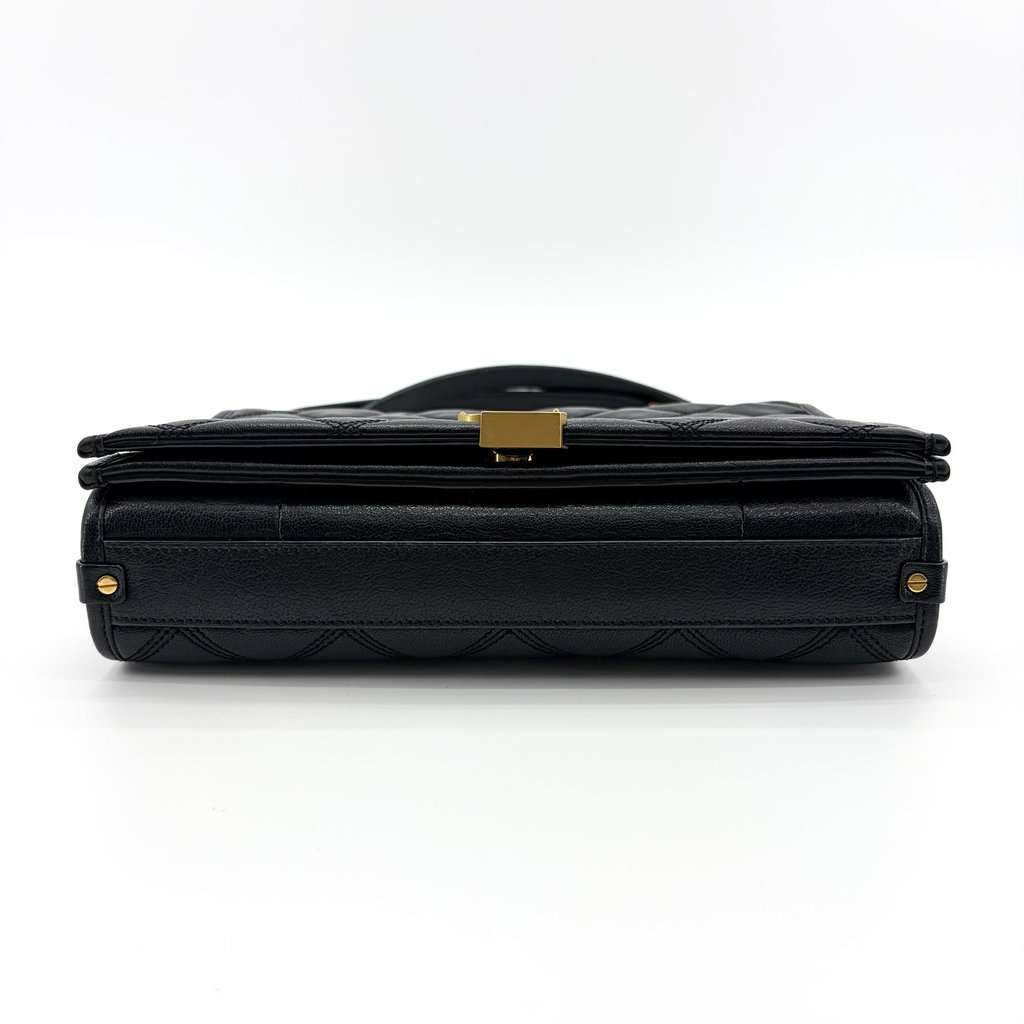Saint Laurent Becky Medium Chain Shoulder Bag Black Gold Hardware Black Leather Very good - Box View
