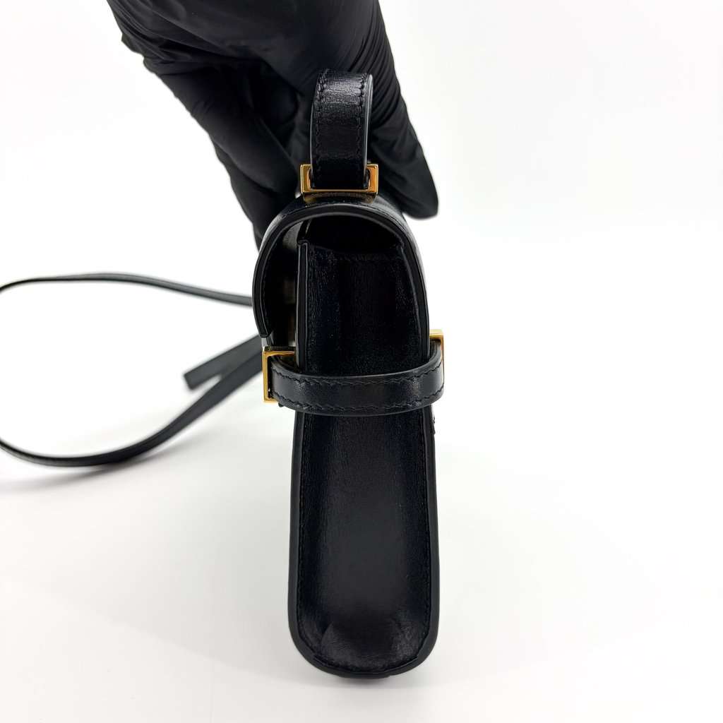 Saint Laurent Manhattan Shoulder Bag Black Gold Hardware Black Leather Good - Model View