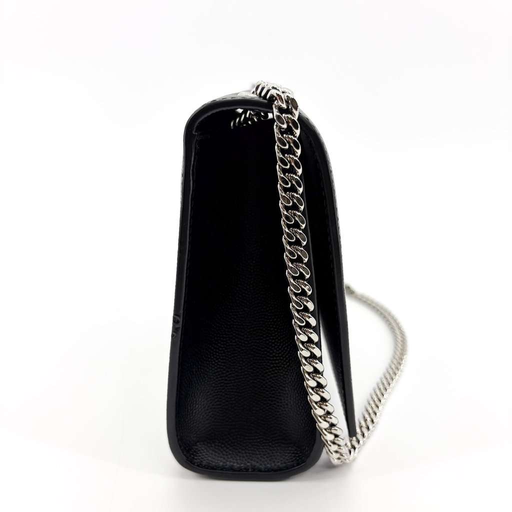 Saint Laurent Medium Kate Shoulder Bag Black Silver Hardware Black Leather Very good - Model View