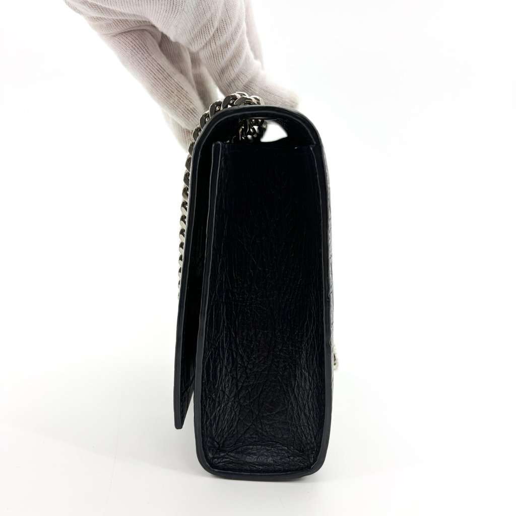 Saint Laurent Medium Kate Tassel Shoulder Bag Crocodile Embossed Black Silver Hardware Black Leather Very good - Model View