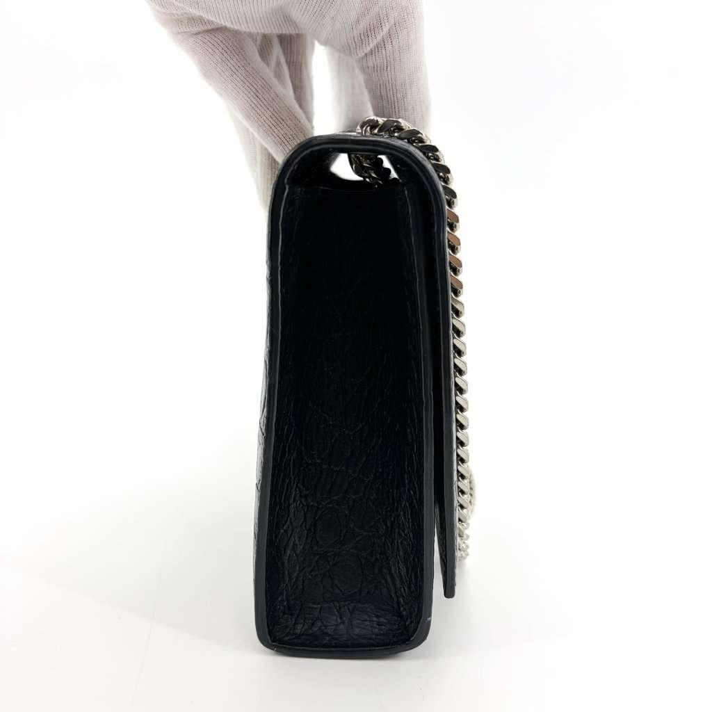 Saint Laurent Medium Kate Tassel Shoulder Bag Crocodile Embossed Black Silver Hardware Black Leather Very good - Box View