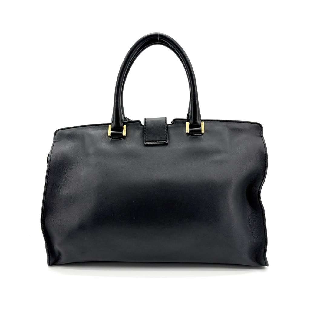 Saint Laurent Classic Cabas Chic Large Black Gold Hardware Black Leather Good - Inside View