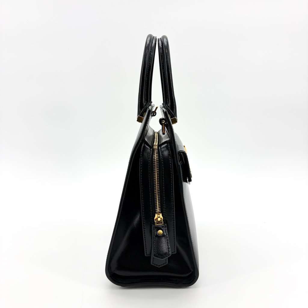 Saint Laurent Small Uptown Tote Bag Black Black Leather Very good - Box View