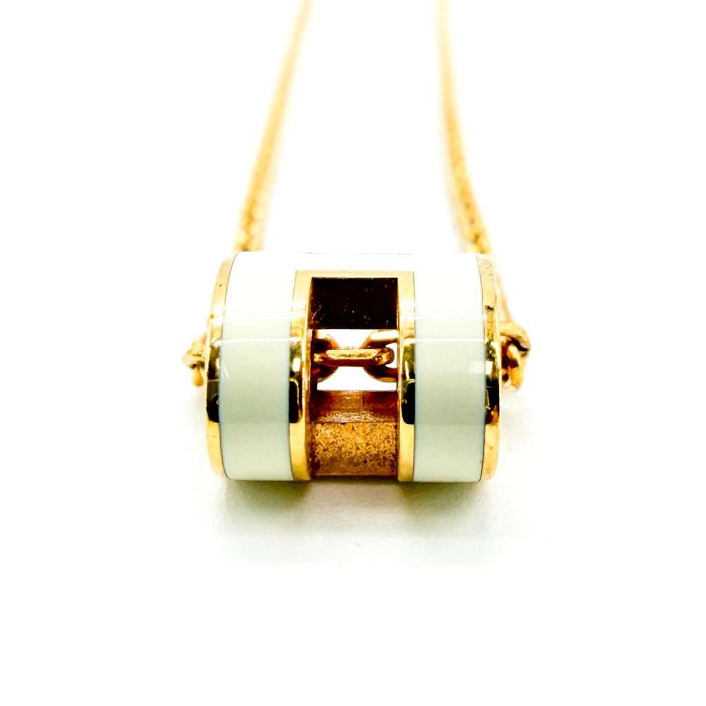 Hermès Popash pendant necklace in white gold Gold White Gold Very good - Model View