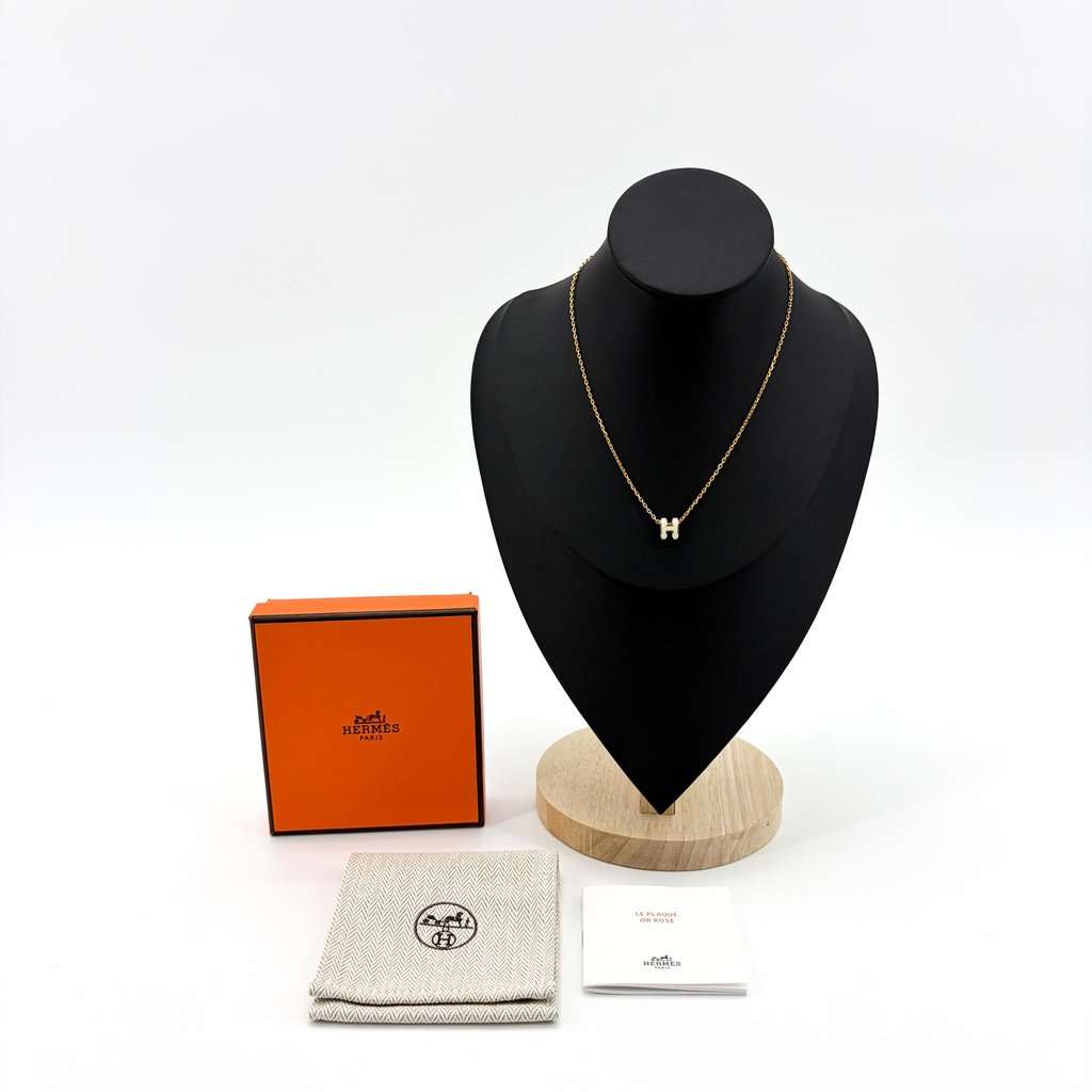 Hermès Pop H Pendant Necklace Gold White Gold Gold Very good - Back View