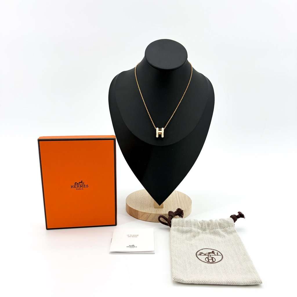Hermès Pop H Necklace Blanc Gold Gold Gold Very good - Back View