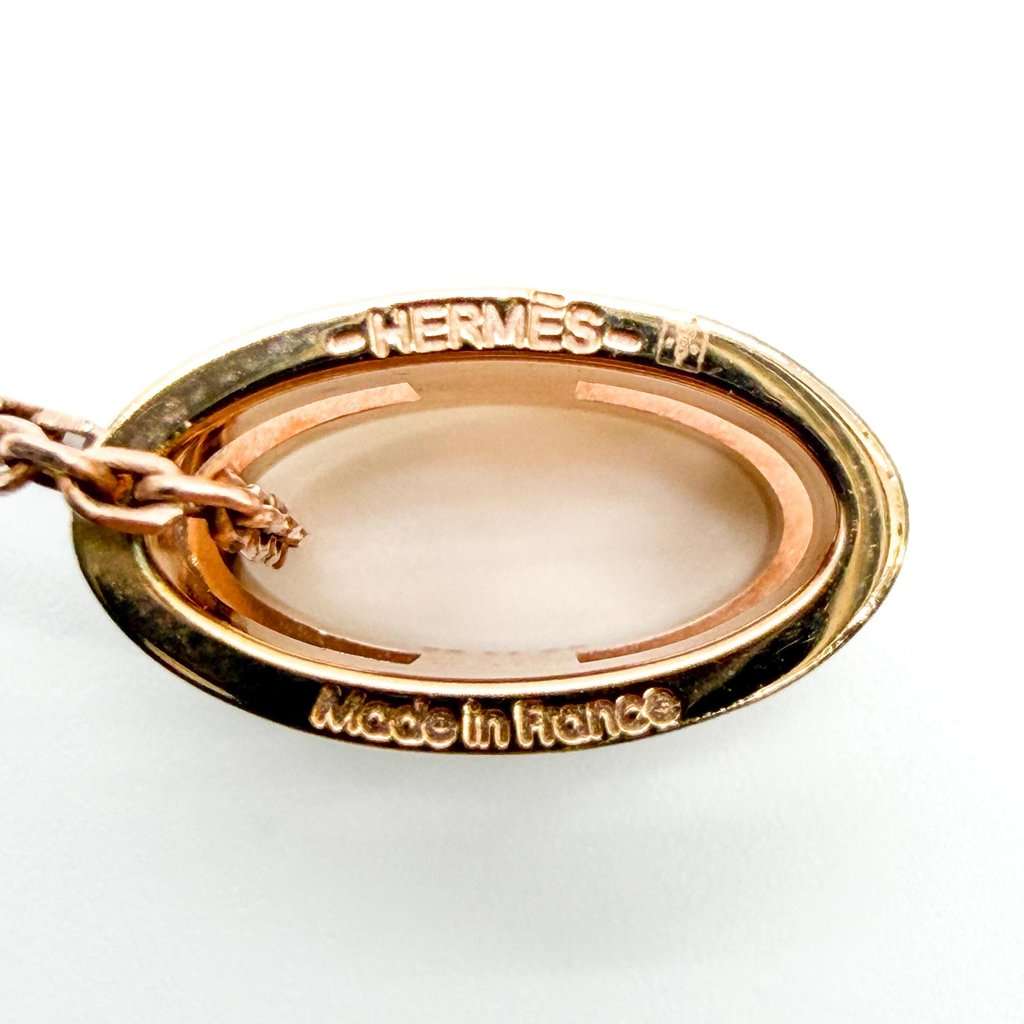 Hermès Pop Ash Pendant Necklace Marron Glacé Rose Gold Beige Rose Gold Very good - Back View