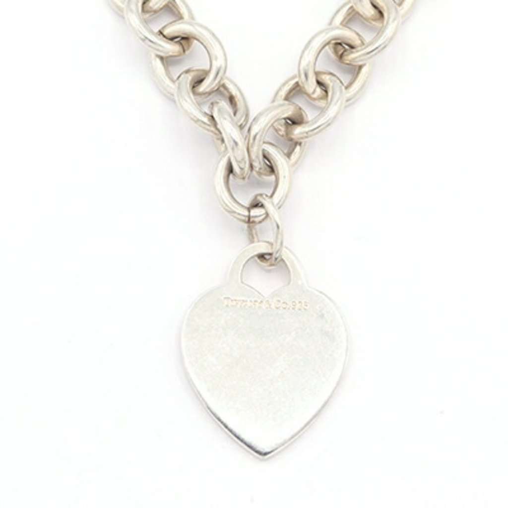 Tiffany & Co Heart Tag Sterling Silver 925 Pendant Chain Necklace MultiColor Silver Good - Back View