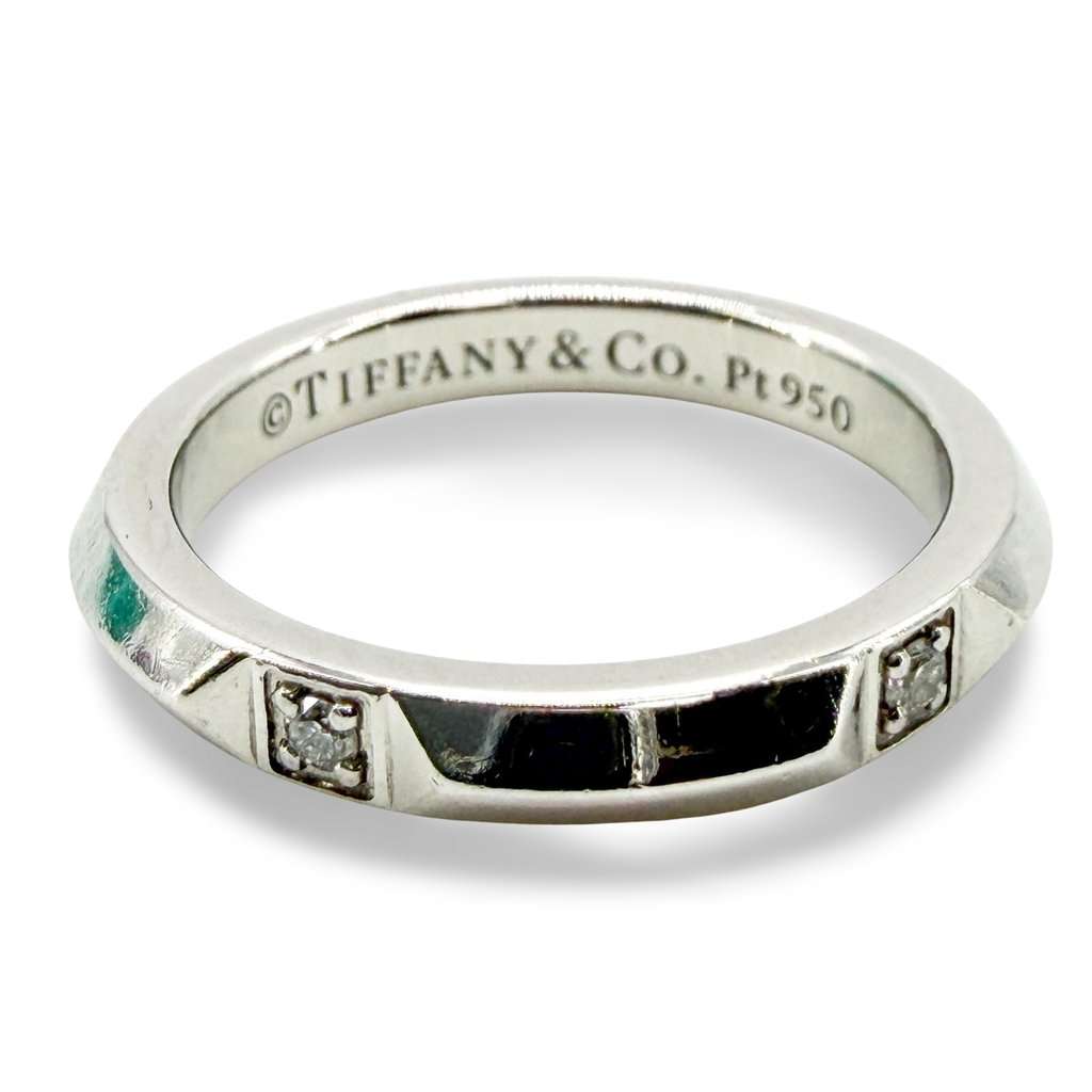Tiffany & Co Tiffany Platinum Diamond Onyx Band Ring Size 8 Black Diamond Very good - Front View