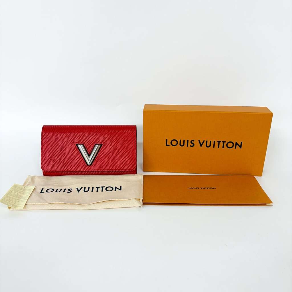 Louis Vuitton Effie Twist Chain Wallet Red Silver Hardware Red Leather Good - Back View