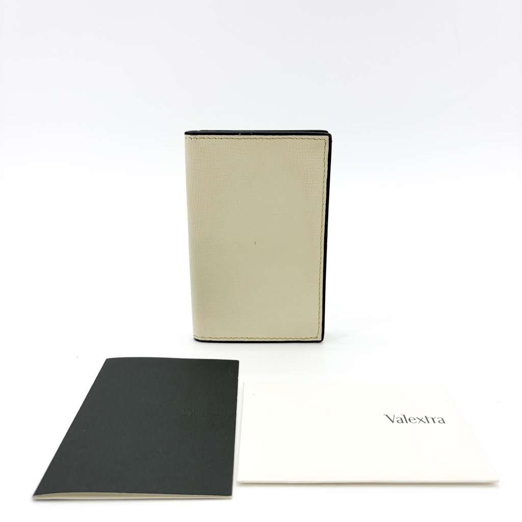 Valextra Vertical Card Holder Pergamena Ivory MultiColor Leather Fair - Back View