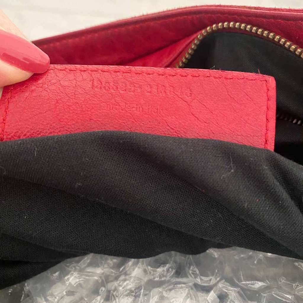 Balenciaga City Red Leather Metal Good - Model View