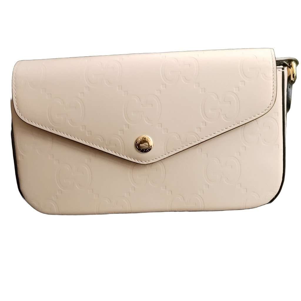 Gucci GG Super Mini Beige Leather Never worn - Front View