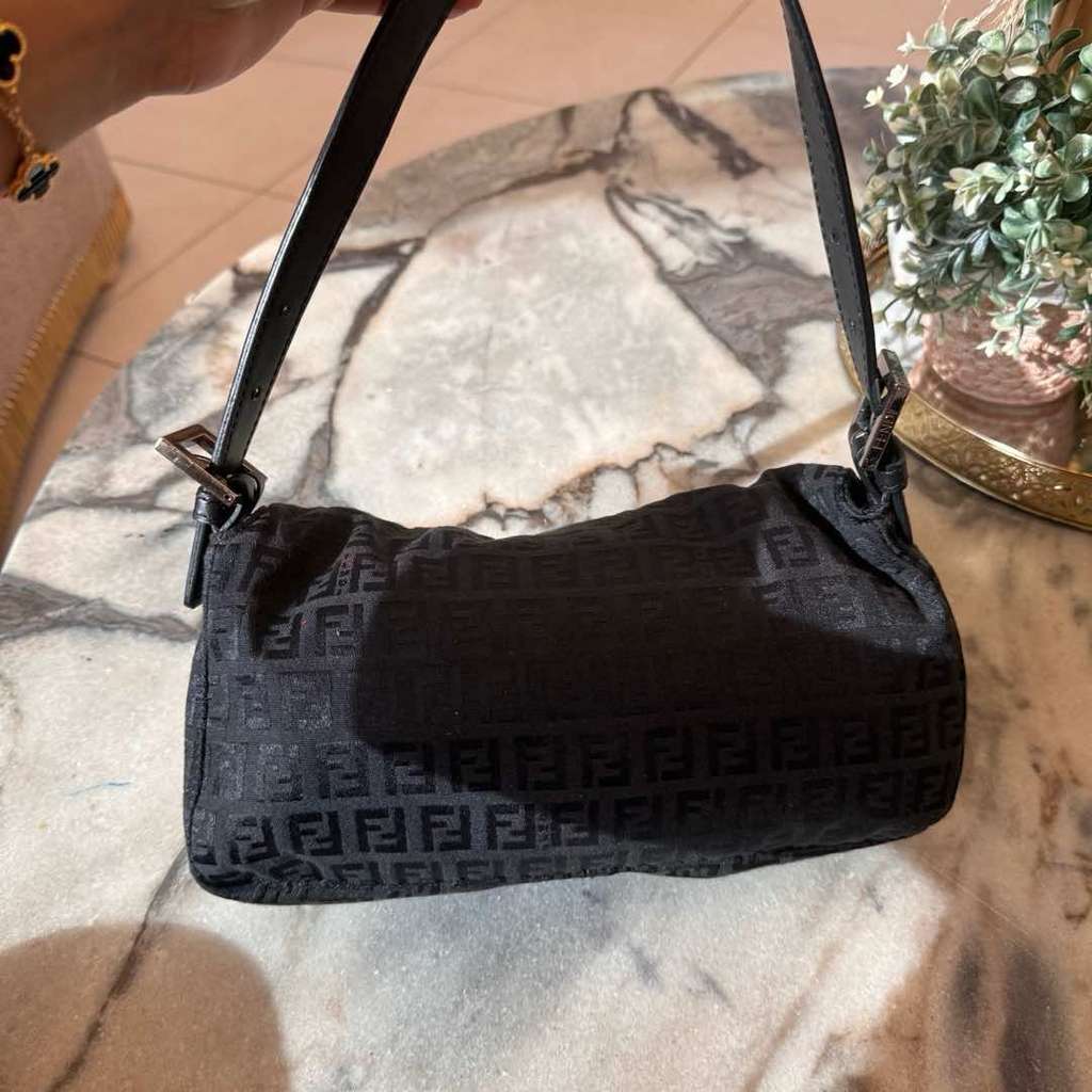 Fendi Baguette Black Jacquard Metal Very good - Back View