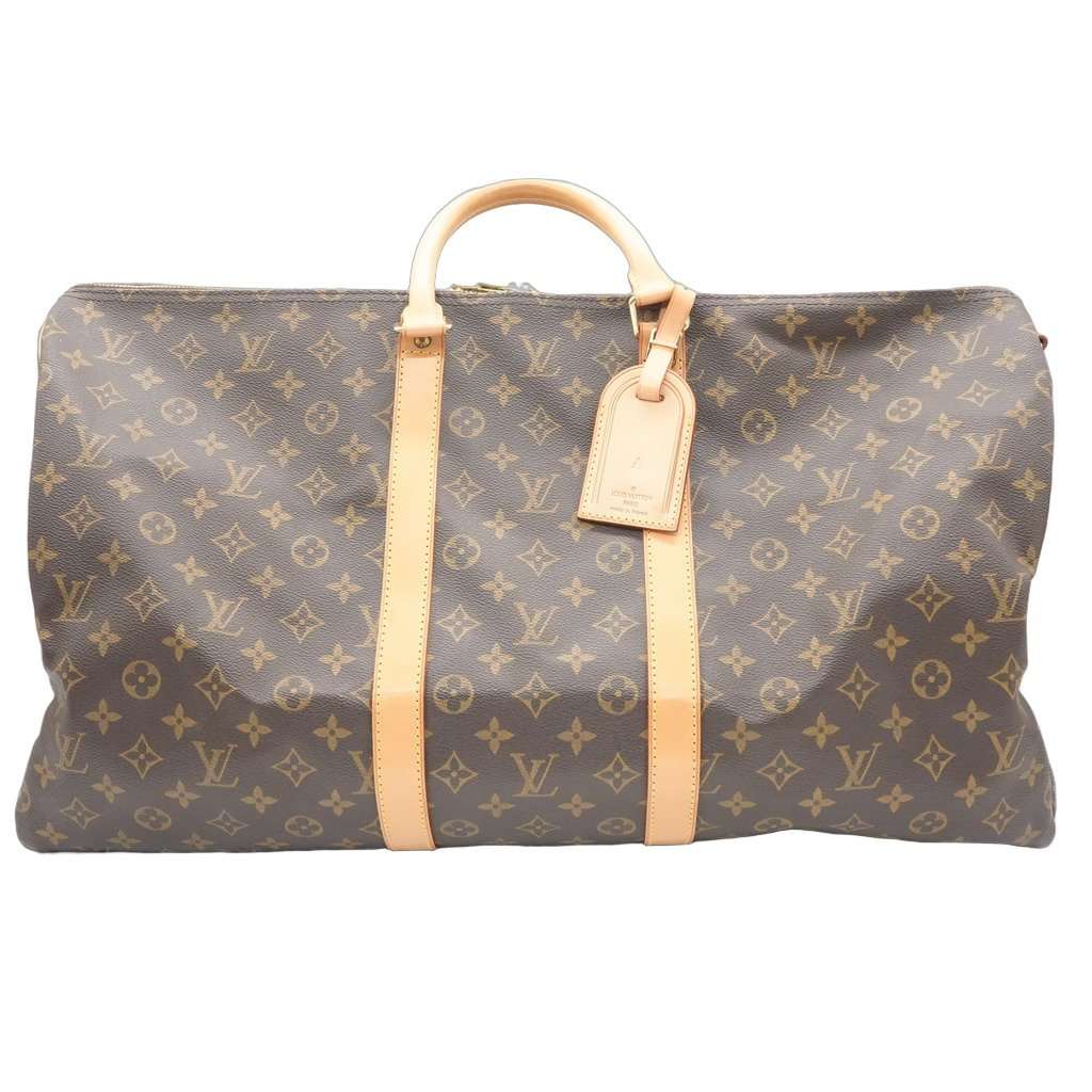 Louis Vuitton Keepall Bandouliere 55 Brown Canvas Good - Front View