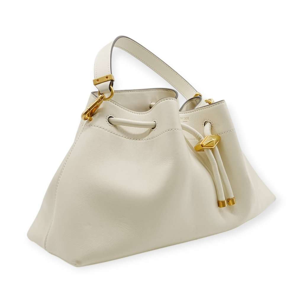 Jimmy Choo Cinch Bucket Bag - '20s White Leather Good - Back View