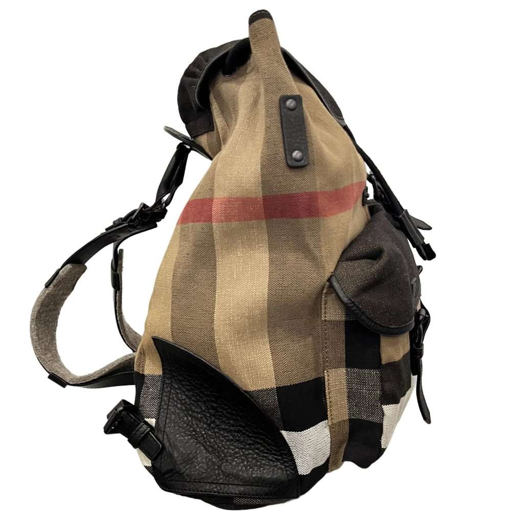 Burberry Check Backpack - '10s Brown Canvas Good - Back View