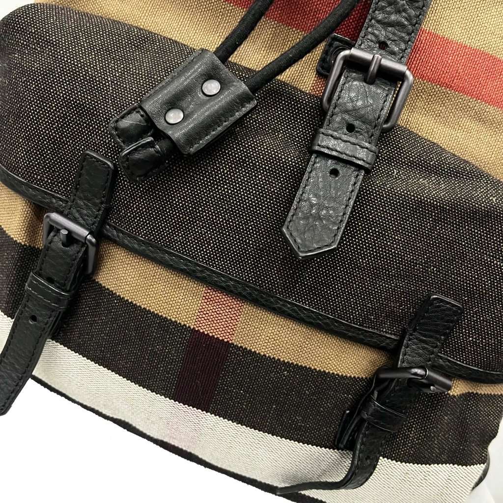 Burberry Check Backpack - '10s Brown Canvas Good - Inside View