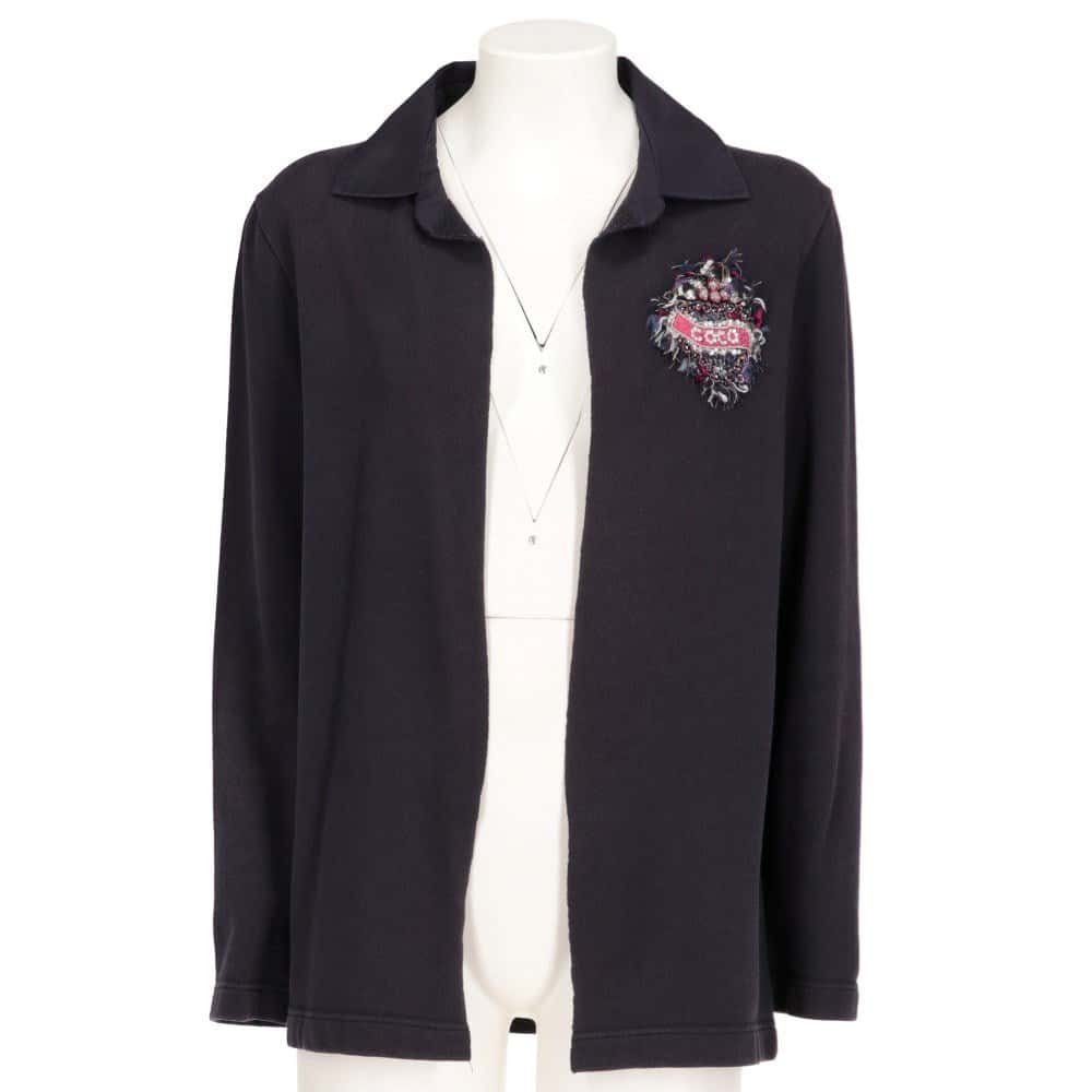 Chanel Navy Blue Cotton Cardigan - 2000s Navy Cotton Good - Front View