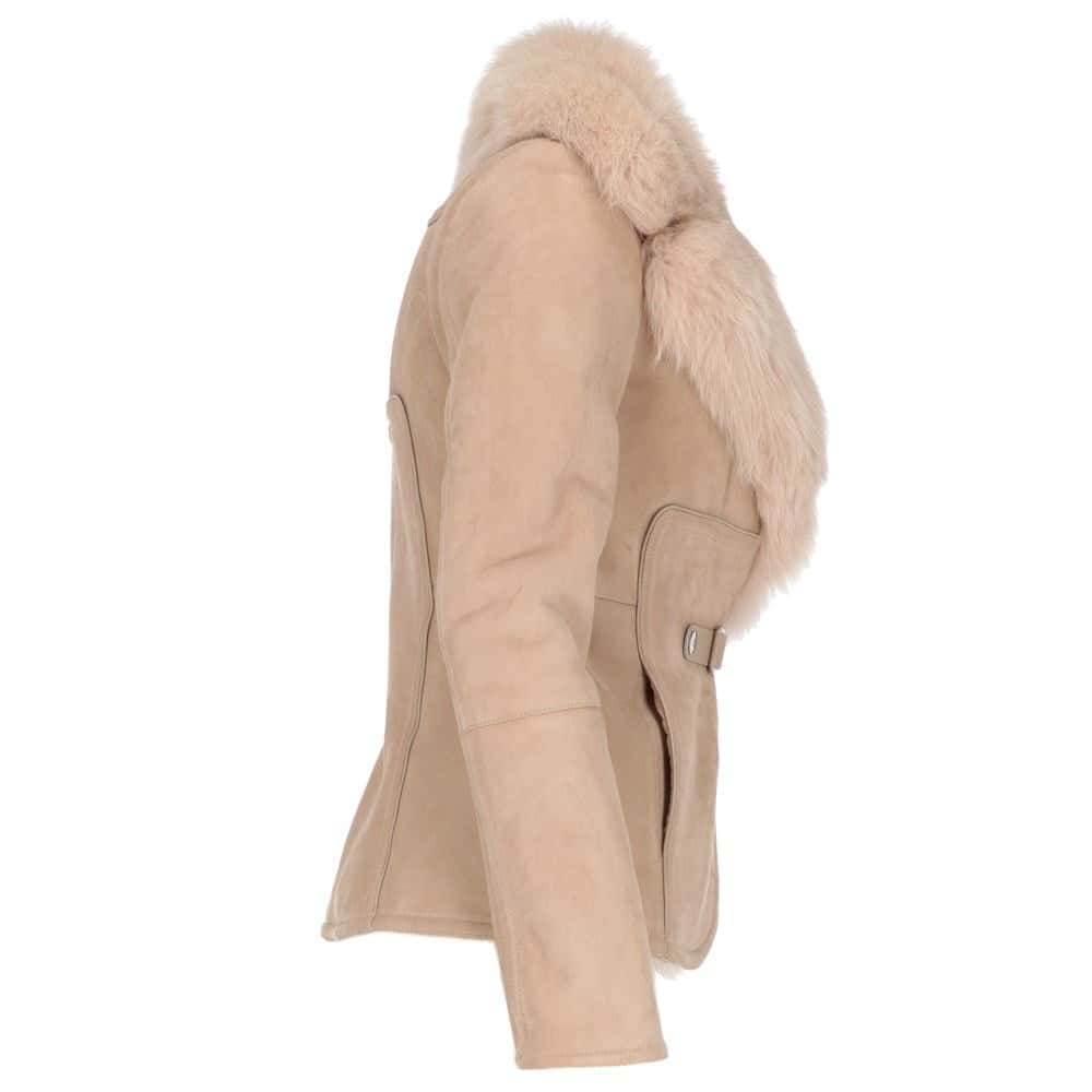Gucci Beige Sheepskin Shearling Coat - 2000s Beige Shearling Good - Inside View
