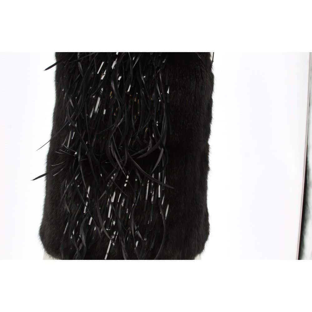 Gucci Black Mink and Lace Sleeveless Top - 2000s Black Lace Good - Model View