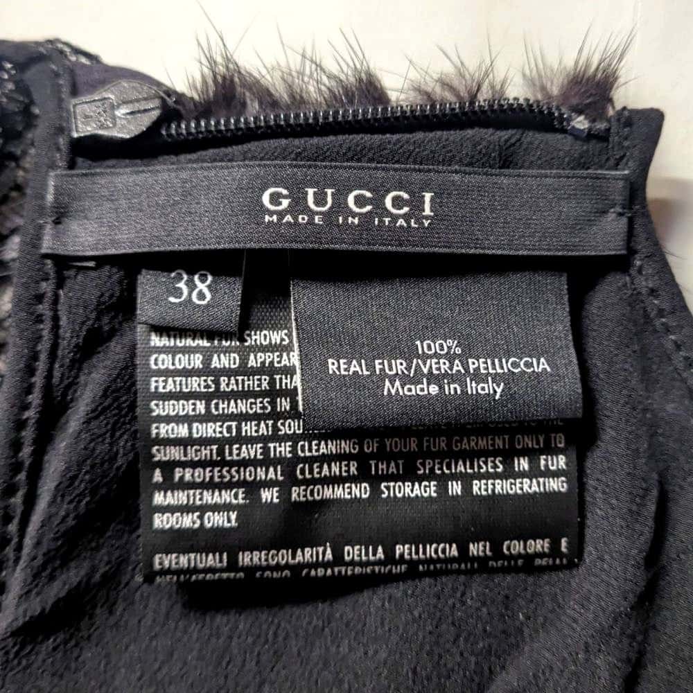 Gucci Black Mink and Lace Sleeveless Top - 2000s Black Lace Good - Box View