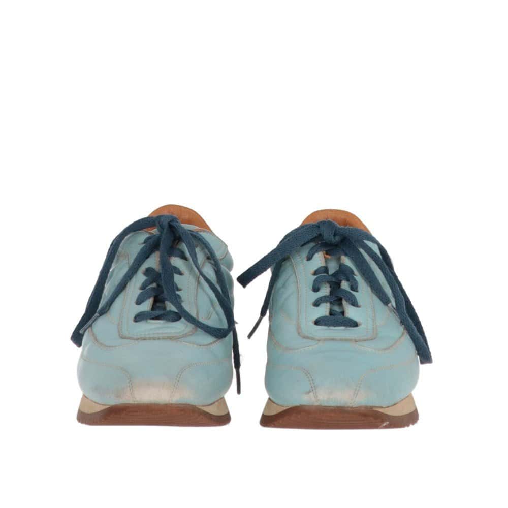 Hermès Light Blue Leather Sneakers - 2000s Blue Leather Good - Model View
