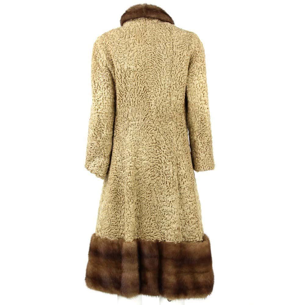 Unsigned Longo Persian Lamb Fur Coat - '60s Brown Good - Back View