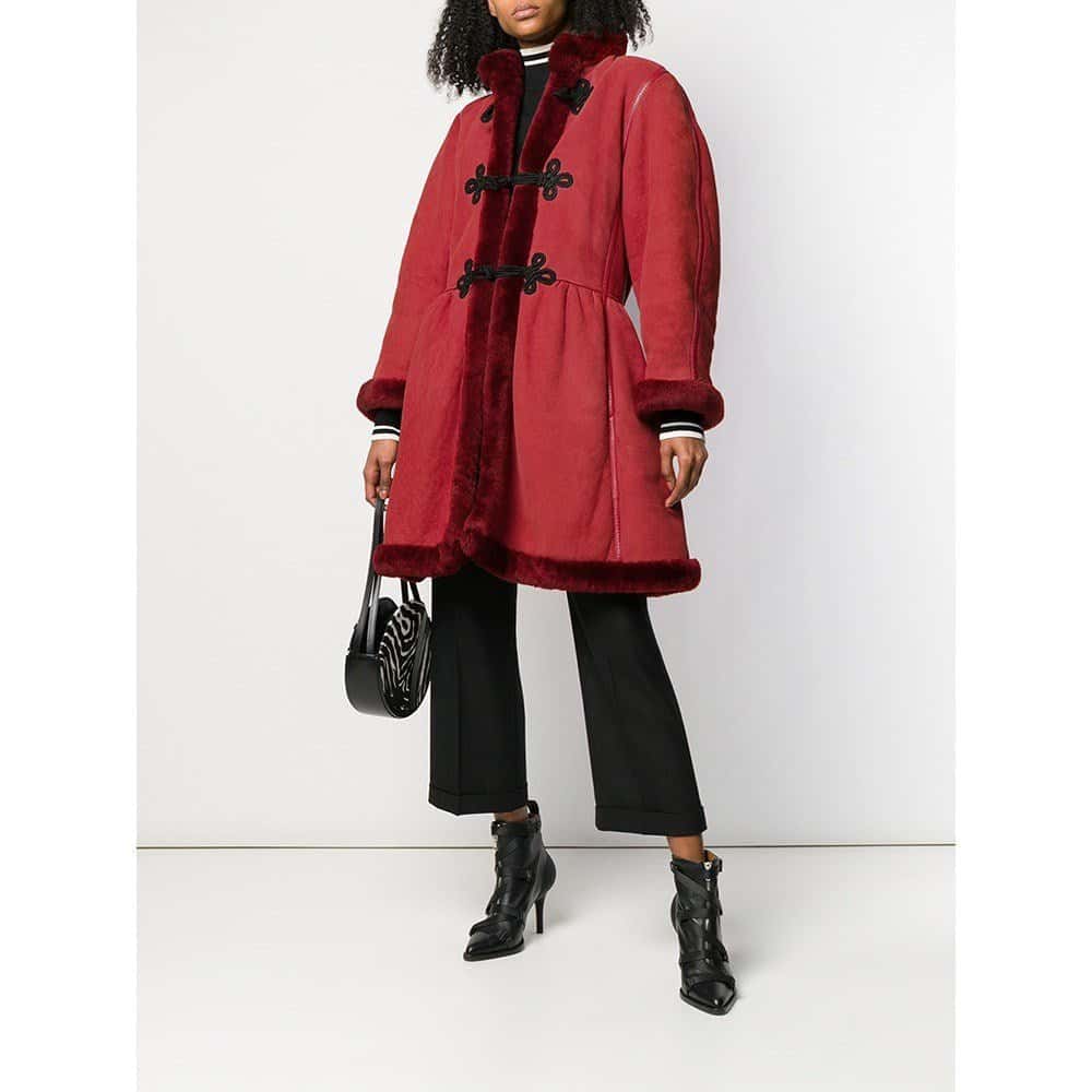 Unsigned Shearling Coat - '80s Red Shearling Good - Back View