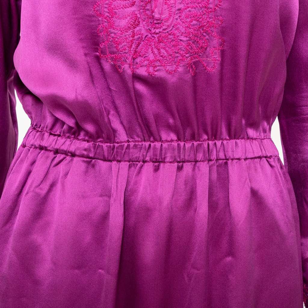 Yves Saint Laurent Embroidered Long Dress - '10s Red Silk Good - Model View