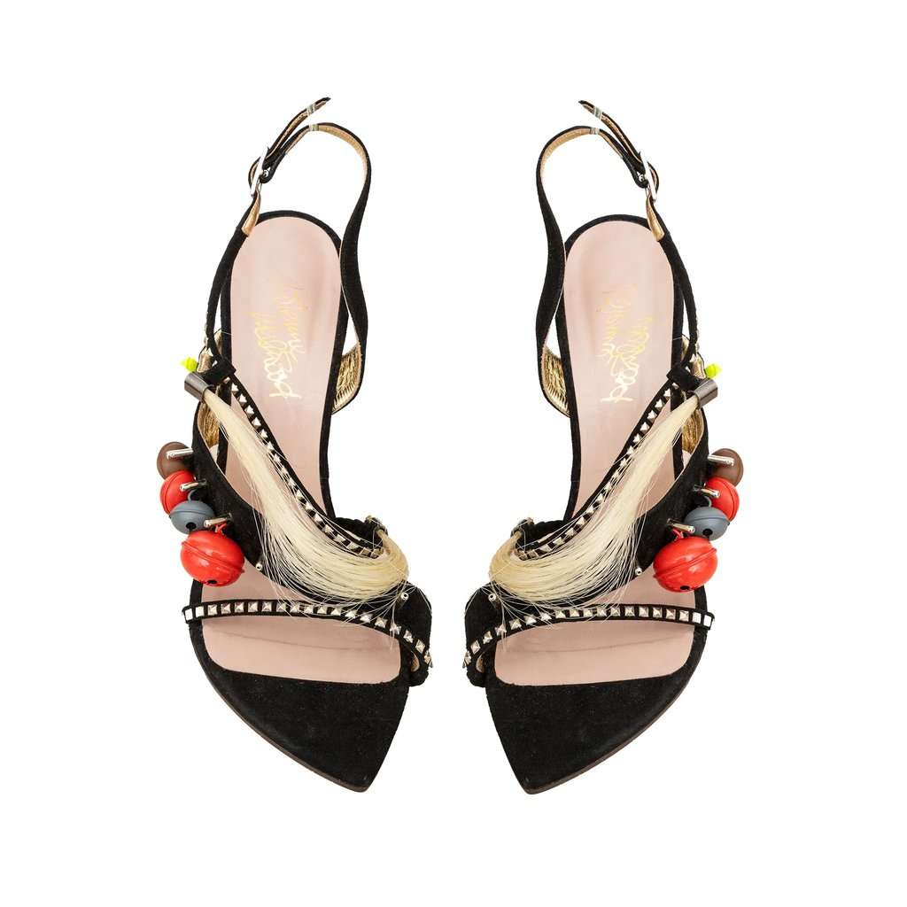 Vivienne Westwood Voodoo Sandals - '90s Black Suede Good - Back View