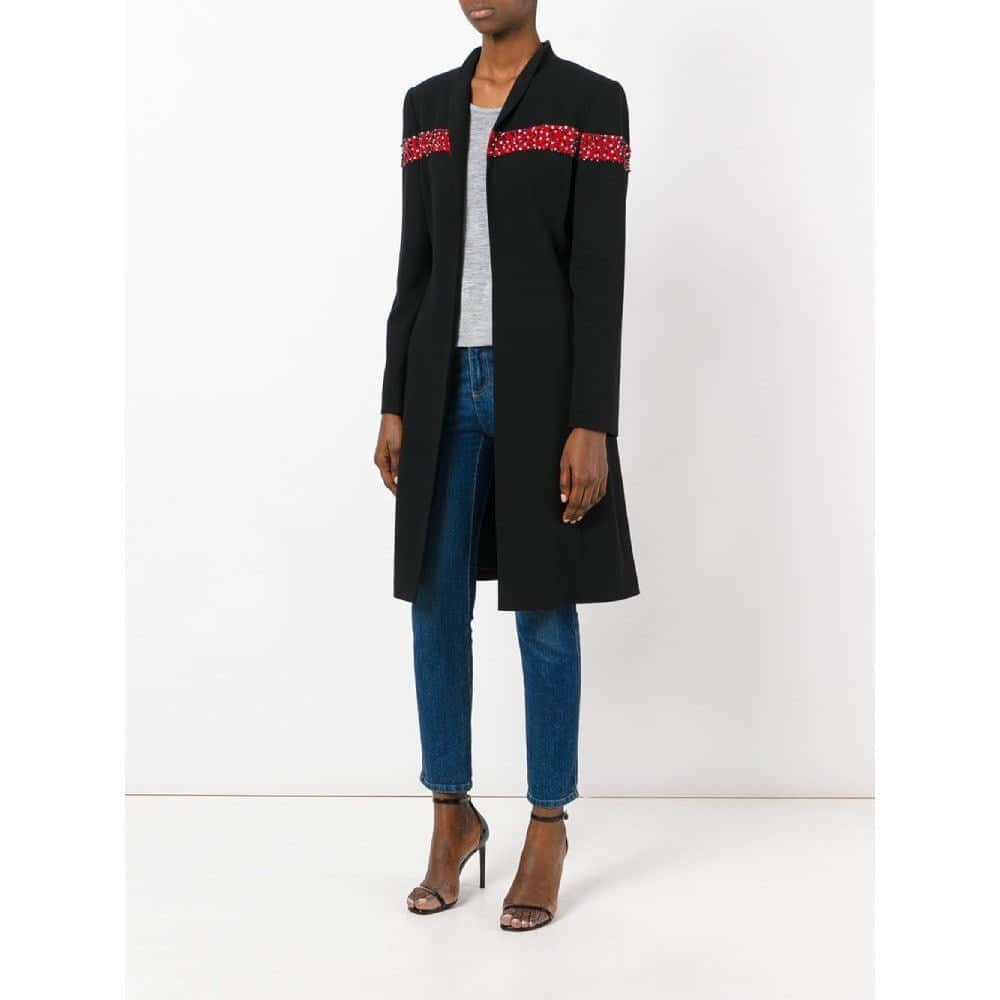 Unsigned Wool Open Coat - '90s Black Wool Good - Back View