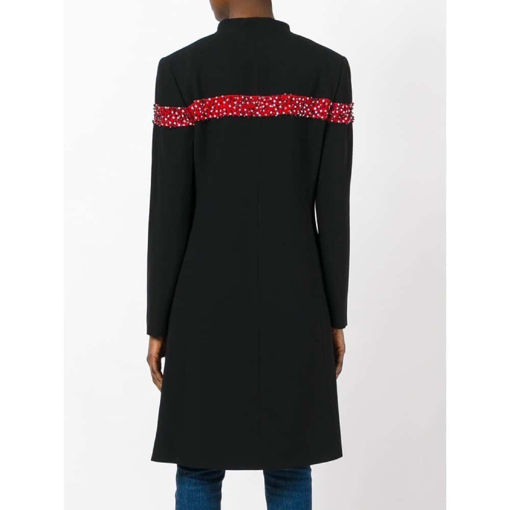 Unsigned Wool Open Coat - '90s Black Wool Good - Model View