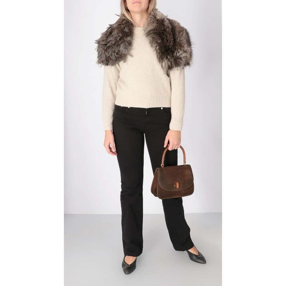 Gianfranco Ferré Silver Fox Fur Scarf - 2000s Silver Good - Back View