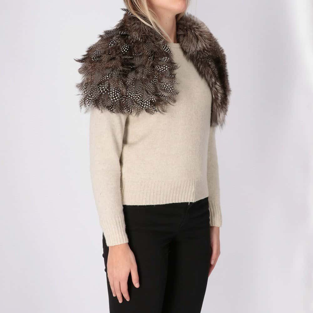 Gianfranco Ferré Silver Fox Fur Scarf - 2000s Silver Good - Inside View