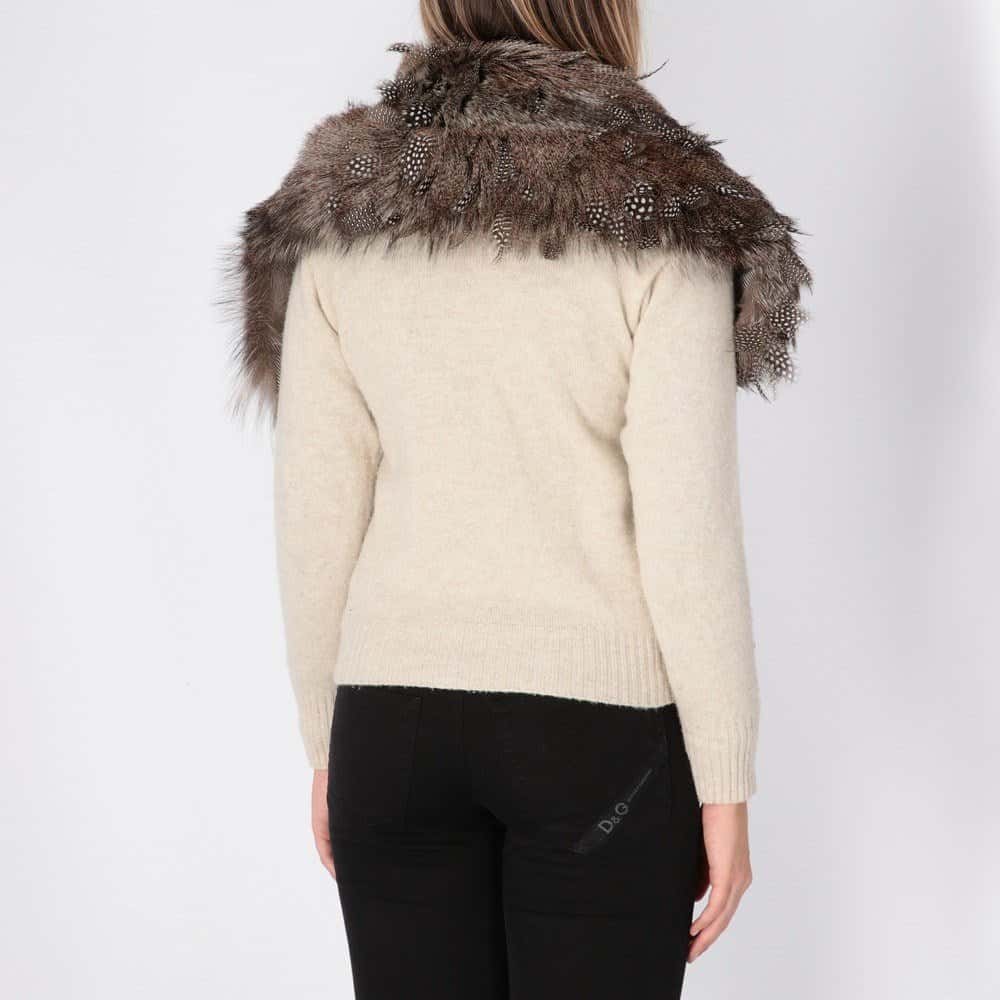 Gianfranco Ferré Silver Fox Fur Scarf - 2000s Silver Good - Model View