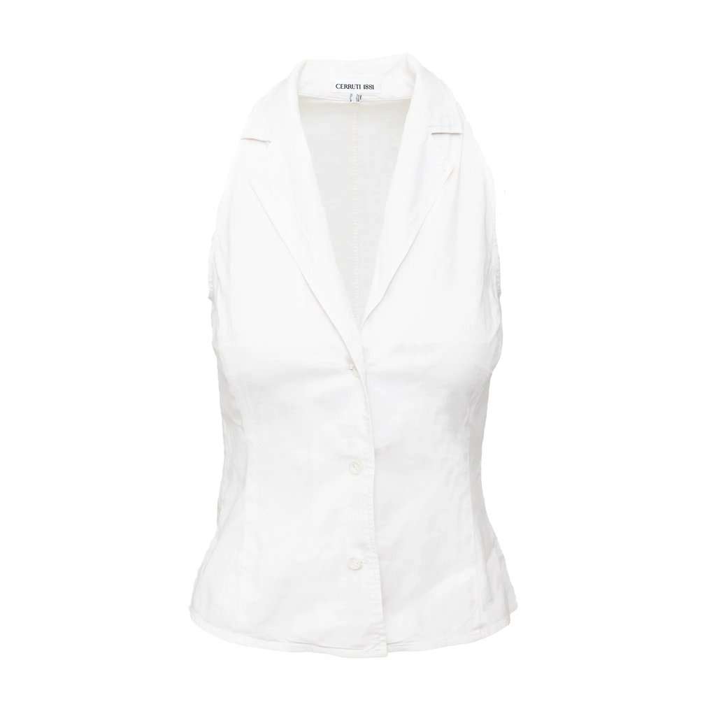 Unsigned Cerruti 1881 Sequin Skirt and Shirt Set - '90s White Silk Good - Inside View
