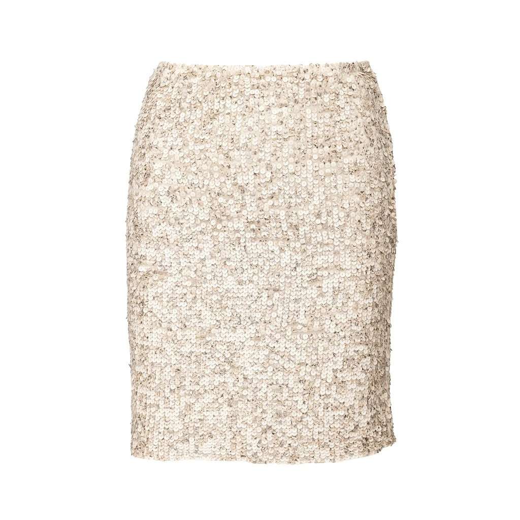 Unsigned Cerruti 1881 Sequin Skirt and Shirt Set - '90s White Silk Good - Box View