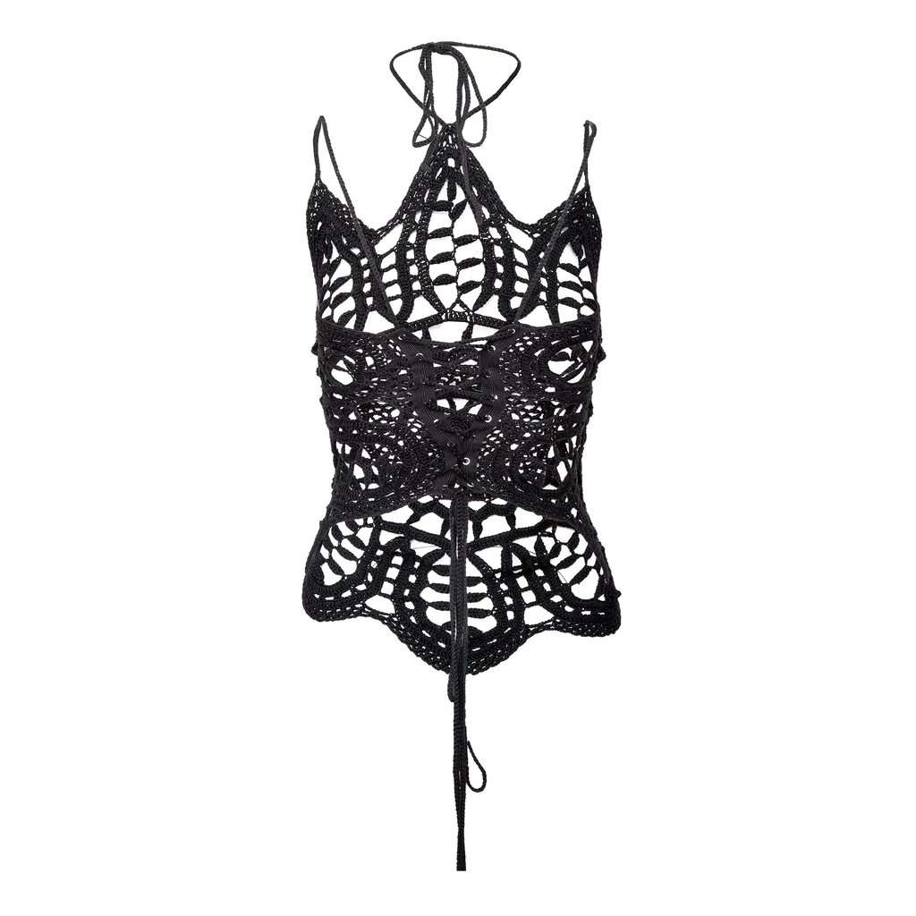 Dolce & Gabbana Crochet Top - '00s Black Cotton Good - Back View