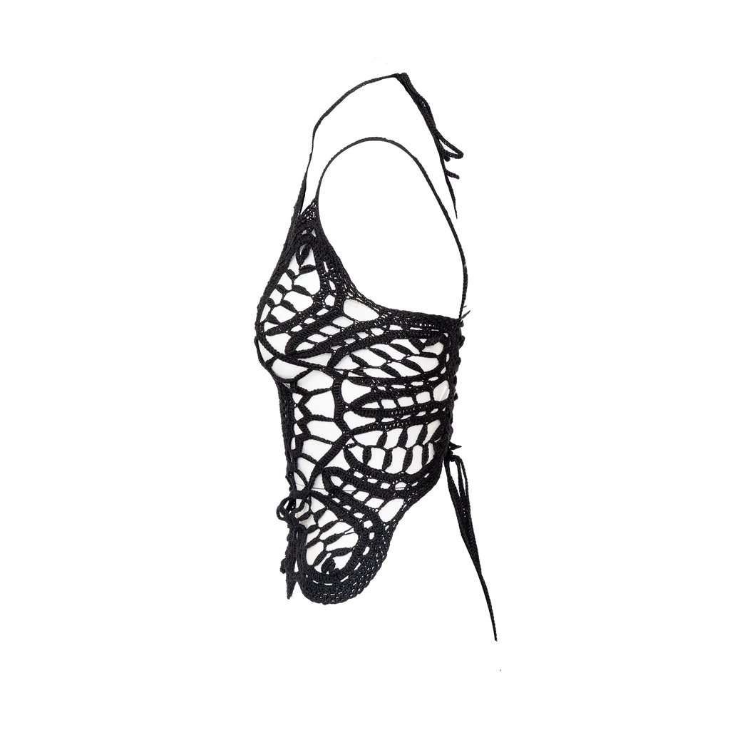 Dolce & Gabbana Crochet Top - '00s Black Cotton Good - Inside View