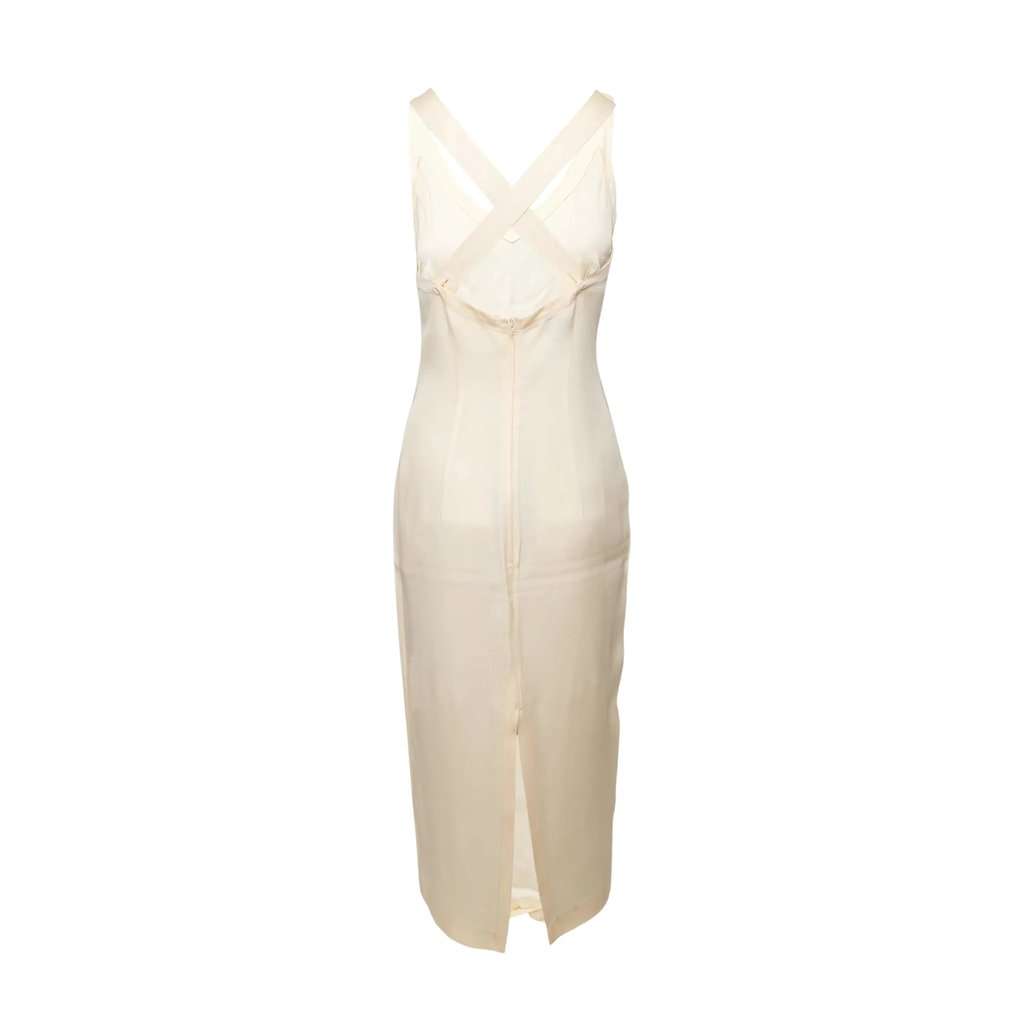 Unsigned Future Ozbek Long Dress - '00s White Good - Back View