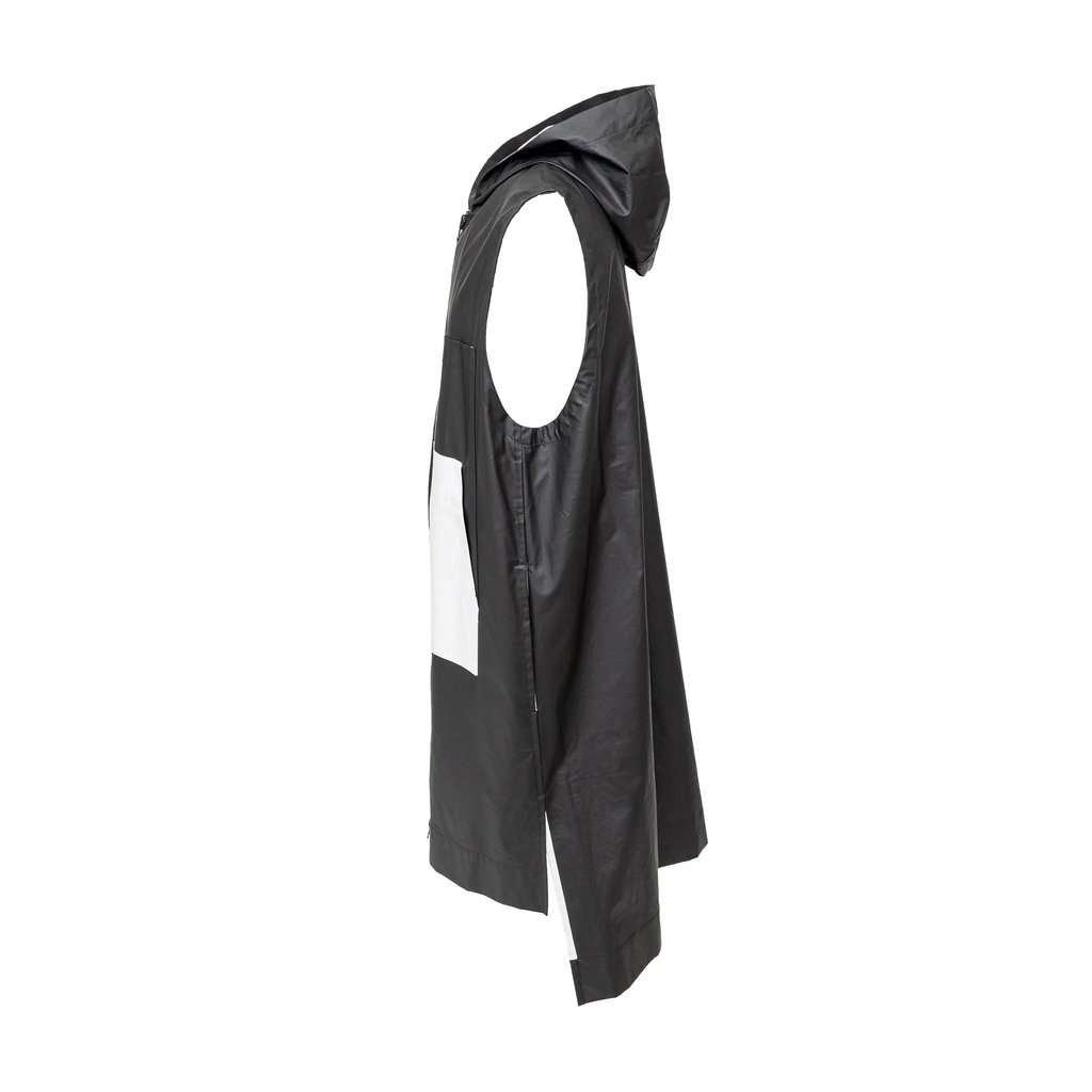 Y-3 Long Hooded Jacket - '10s Black Cotton Good - Inside View