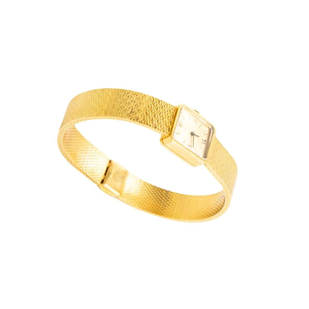 Cartier Vintage 18k Gold Square Roman Watch - '70s Gold Good - Model View