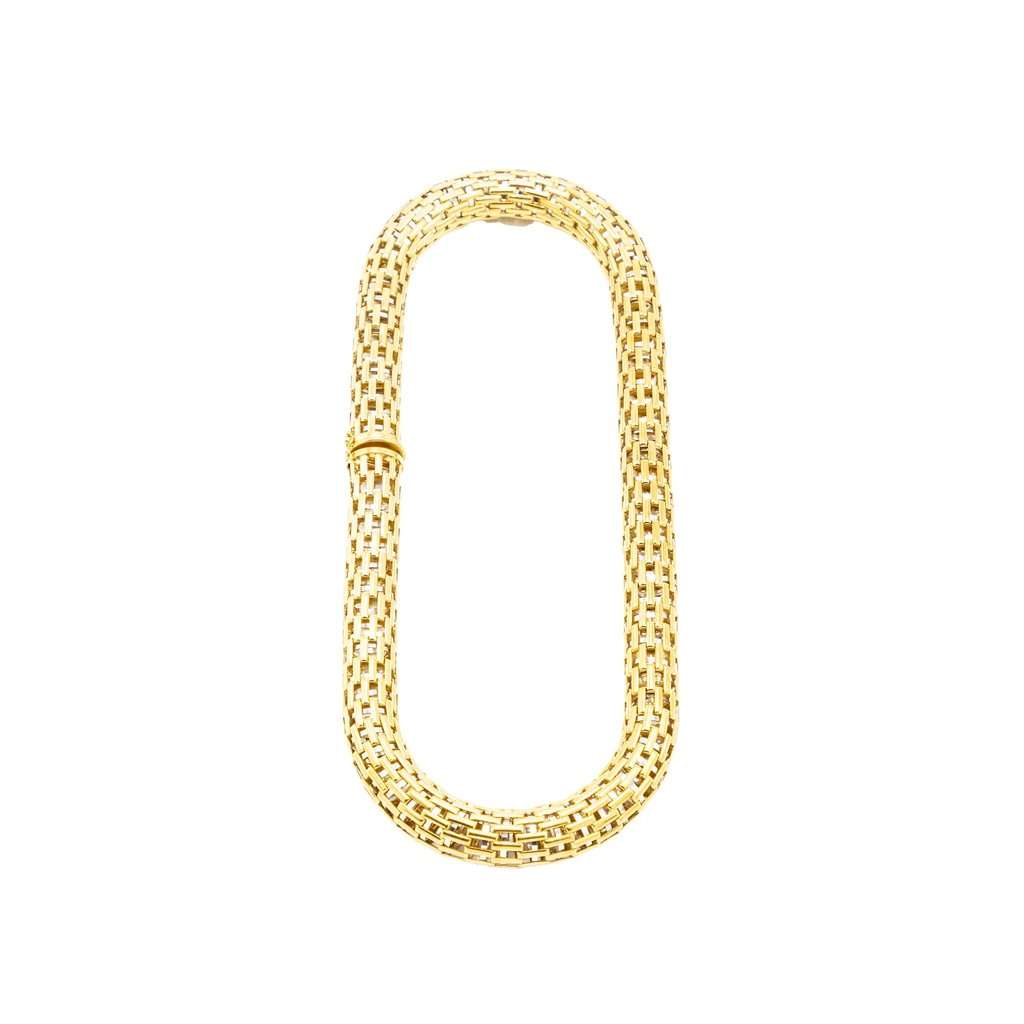 Unsigned Vintage 18K Yellow Gold Woven Collar Necklace - '80s Yellow Lace Good - Back View