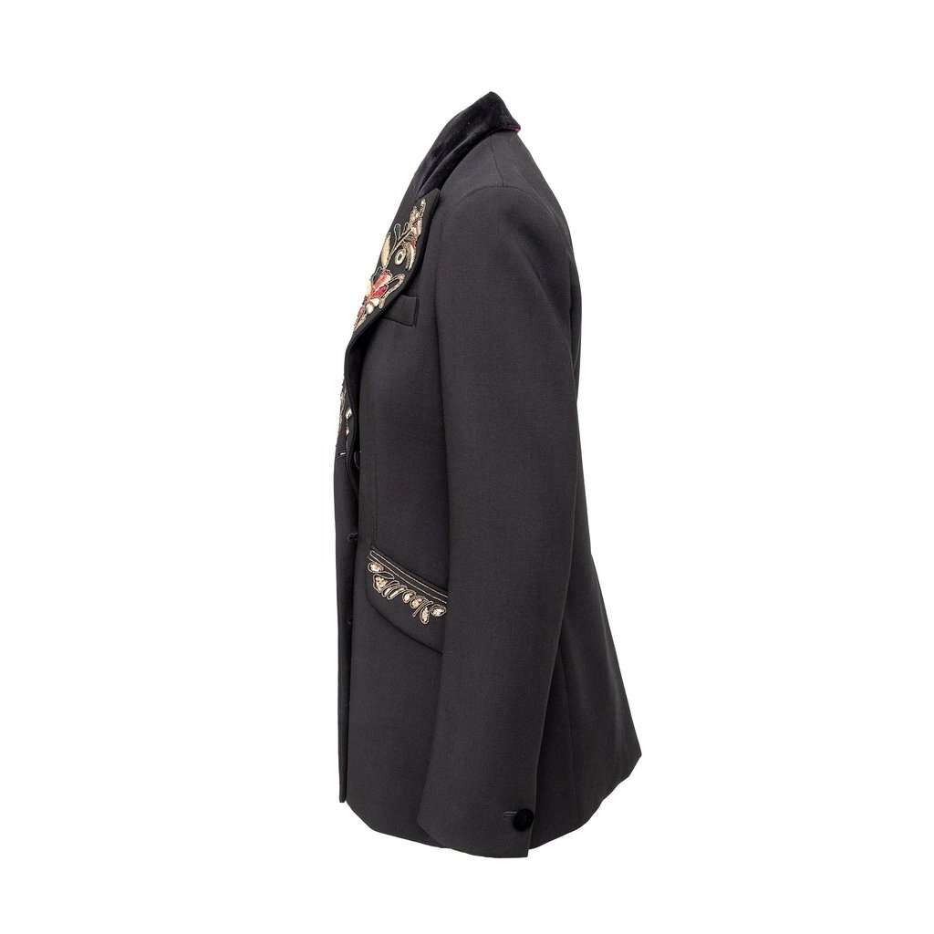 Etro Embroidered Blazer - '10s Red Wool Good - Back View