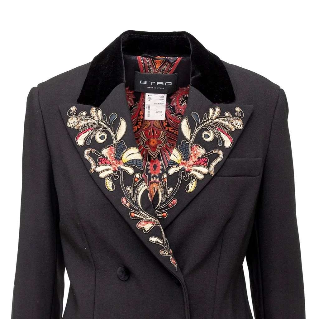 Etro Embroidered Blazer - '10s Red Wool Good - Model View