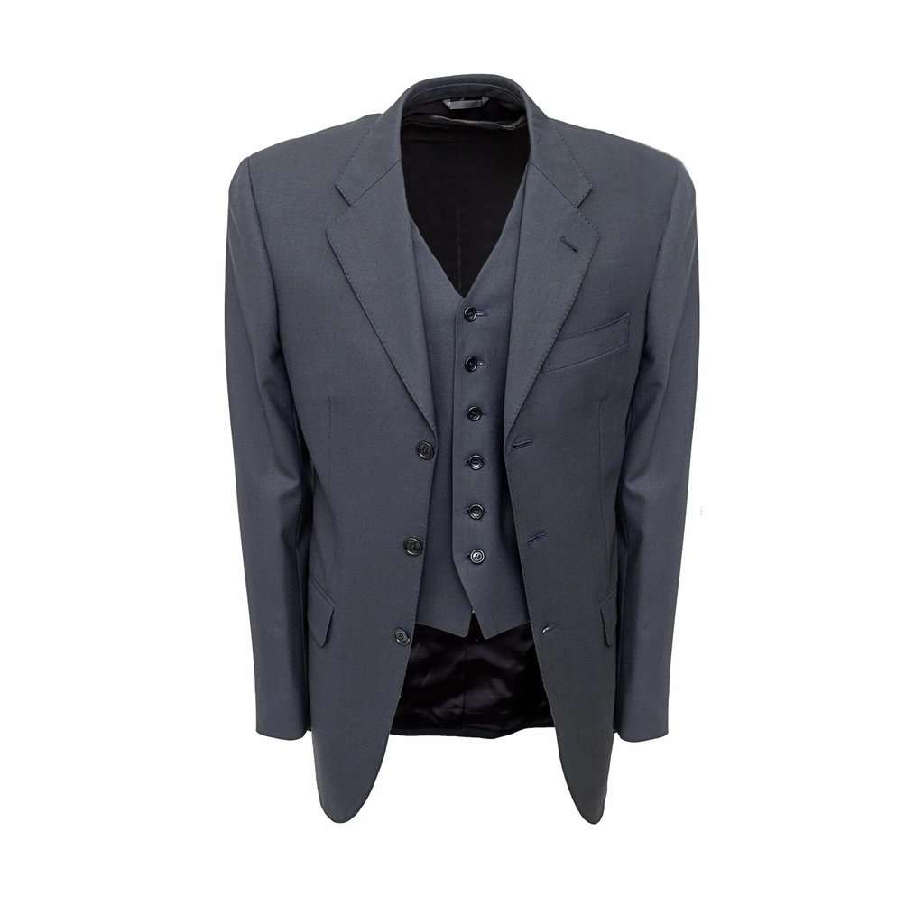 Unsigned Zari Sartorial Suit with Vest - '10s Grey Wool Good - Back View
